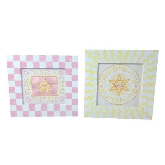 Rooms to Grow Other - Nursery Decor Framed Nursery Rhyme Art Prints Set of 2 Pink & Yellow